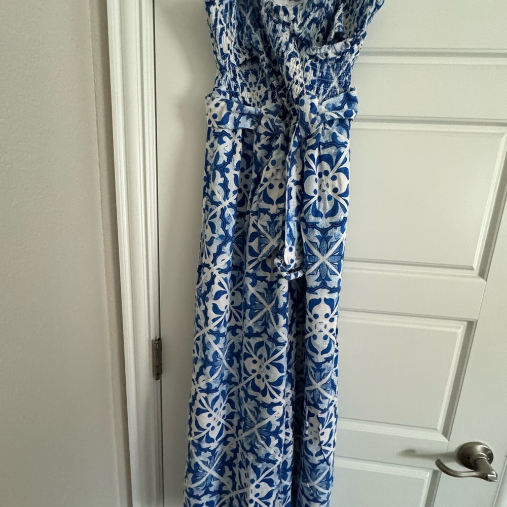 Blue and White Floral Maxi Dress